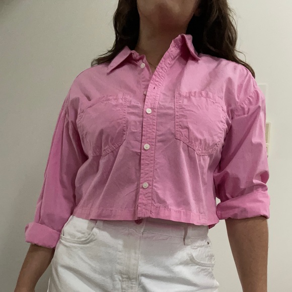 Zara cropped pink Oxford button up - Picture 2 of 4